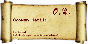 Orowan Matild névjegykártya